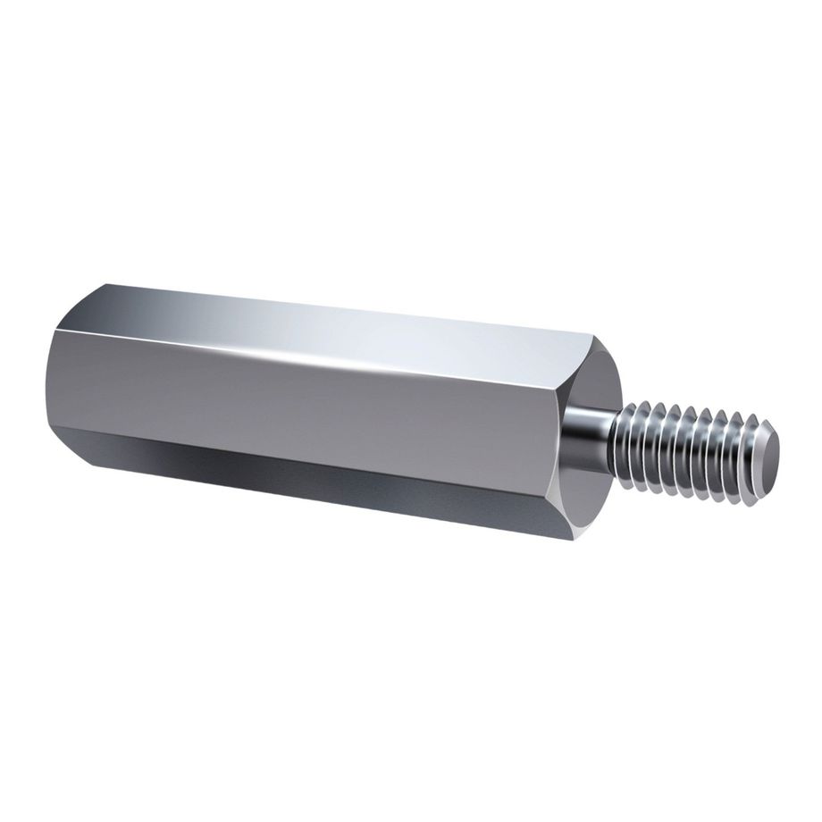 Abstandsbolzen UNC4-40 / M3 | Messing vernickelt | IG/AG | SW 5 mm
