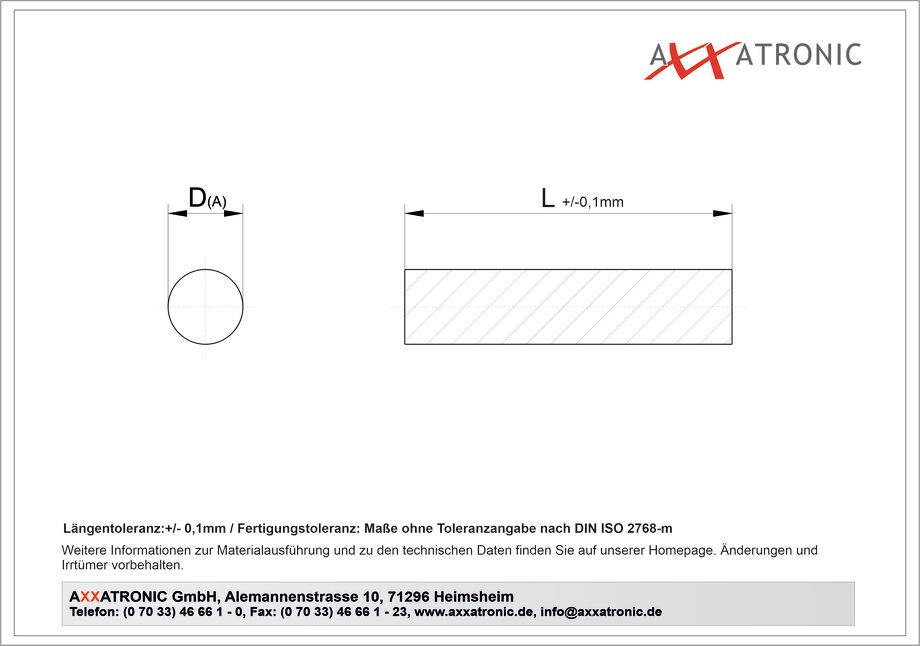 Abstandsrolle AD 8m / ID 0 mm | Polyamid massiv | massiv technische Zeichnung